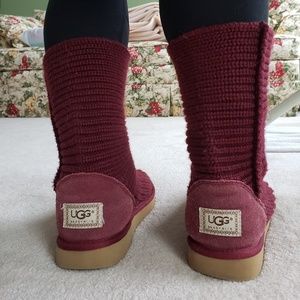 Burgundy Knit Ugg Boots